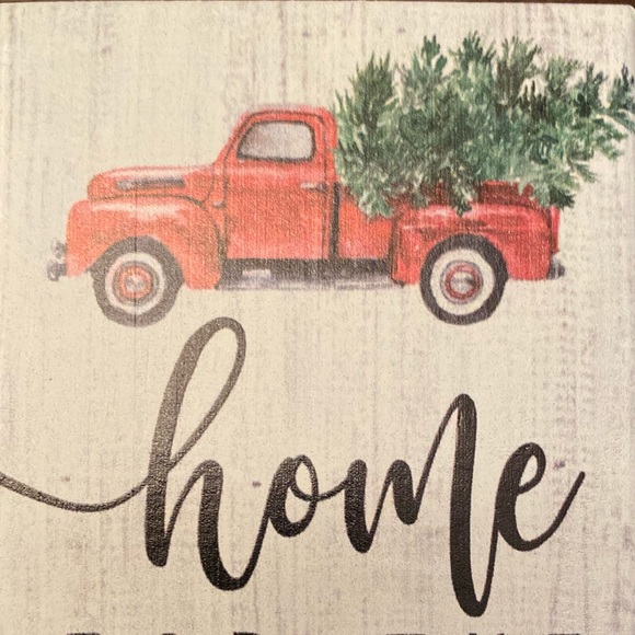 Farmhouse Home For The Holidays Red Truck & Christmas Tree Wood Tier Tray Sign - Picture 6 of 12